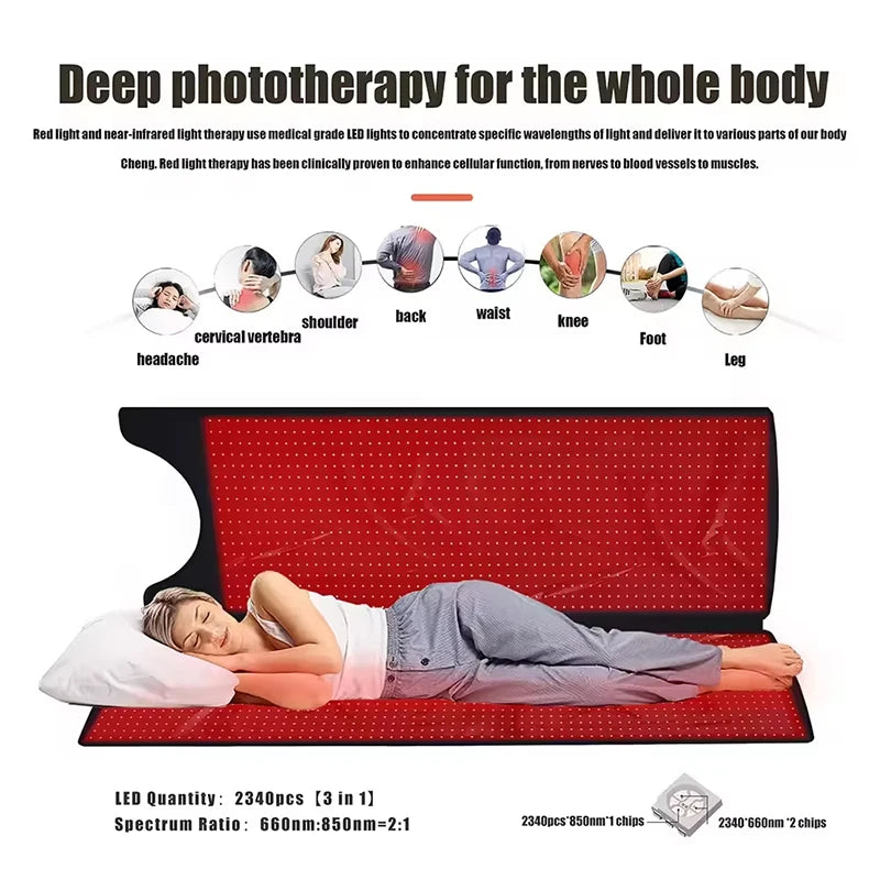Custom LED 660Nm 850Nm Red Light Sleeping Bag Home Use Full Body Red Light Therapy Sleeping Bag
