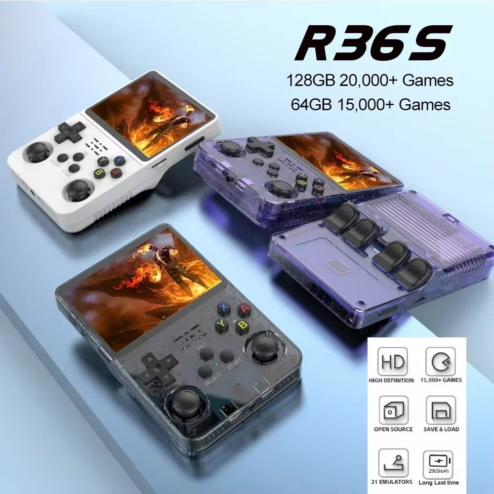 128GB/64GB Retro Handheld Game Console Linux System 3.5 Inch IPS Screen Portable Pocket Video Player 2 Joystick 
